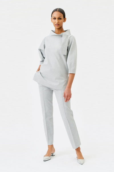 wingate collection teno silver top on female model with silver slippers dynamic